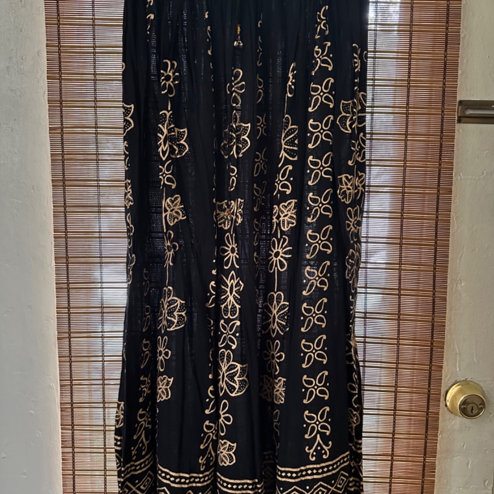 Festive bohemian Black/Gold maxi Skirt